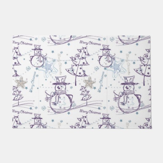 Kerstelementen Winter Snowman Sketch Deurmat (Voorkant)