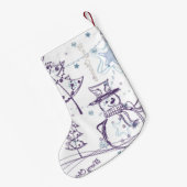 Kerstelementen Winter Snowman Sketch Kleine Kerstsok (Achterkant (Hangend))