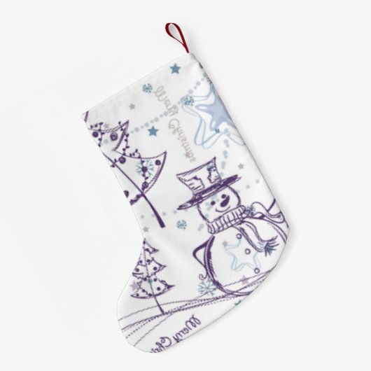 Kerstelementen Winter Snowman Sketch Kleine Kerstsok (Achterkant (Hangend))