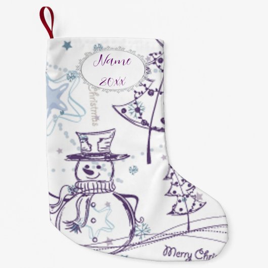 Kerstelementen Winter Snowman Sketch Kleine Kerstsok (Voorkant)