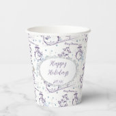 Kerstelementen Winter Snowman Sketch Papieren Bekers (Achterkant)