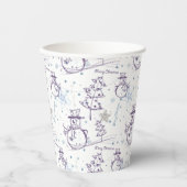 Kerstelementen Winter Snowman Sketch Papieren Bekers (Voorkant)