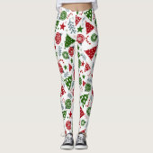 Kerstelementenpatroon Leggings (Voorkant)