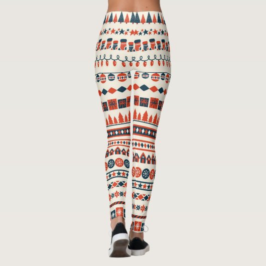 Kerstelementenpatroon Leggings (Achterkant)