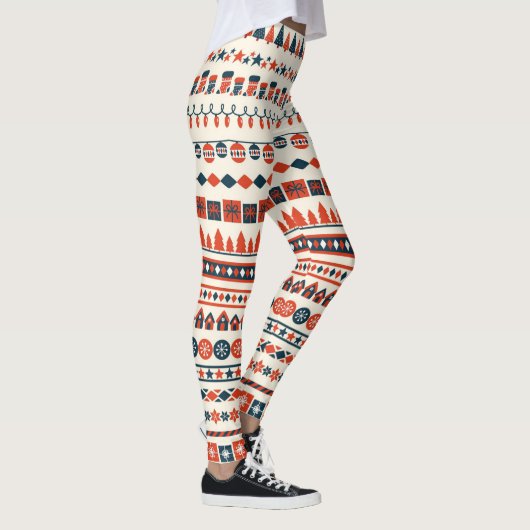 Kerstelementenpatroon Leggings (Rechts)