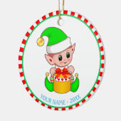 Kerstelf & aangepaste naam keramisch ornament (Links)