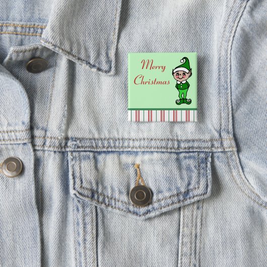 KerstElf-Button Vierkante Button 5,1 Cm (In situ)