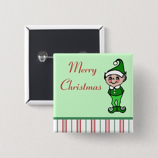 KerstElf-Button Vierkante Button 5,1 Cm (Voorkant /achterkant)