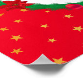 Kerstelf, dennenkrans, poinsettia's & sterren poster (Hoek)