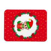 Kerstelf, dennenkruid, poinsettias en sterren magneet (Horizontaal)