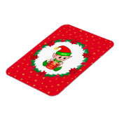 Kerstelf, dennenkruid, poinsettias en sterren magneet (Linkerzijde)