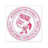 Kerstelf draagt kerstman post naam adres  zelfinktende stempel (Design)