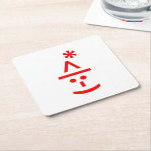 Kerstelf-emoticon Xmas-ASCII-tekstkunst Kartonnen Onderzetters