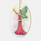 Kerstelf en Ster Keramisch Ornament (Links)