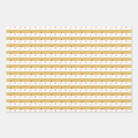 Kerstelf en vrolijke harten op gouden strepen inpakpapier vel (Voorkant 3)
