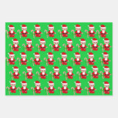 Kerstelf en vrolijke harten op gouden strepen inpakpapier vel (Voorkant 2)