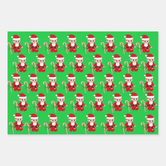 Kerstelf en vrolijke harten op gouden strepen inpakpapier vel (Voorkant 2)