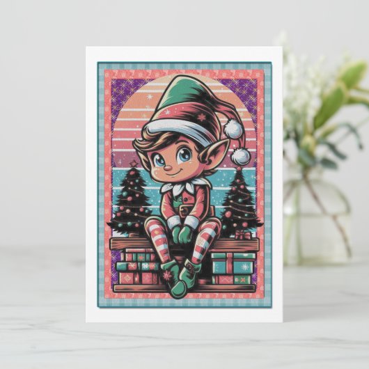 KerstElf Feestdagenkaart (Staand voorkant)