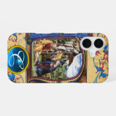 KERSTELF GEBOORTE PERKAMENT BLAUWE EDELE STEEN MON iPhone 16 HOESJE (Achterkant horizontaal)