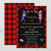 Kerstelf gender onthulling Buffalo Plaid Kaart (Voorkant / Achterkant)