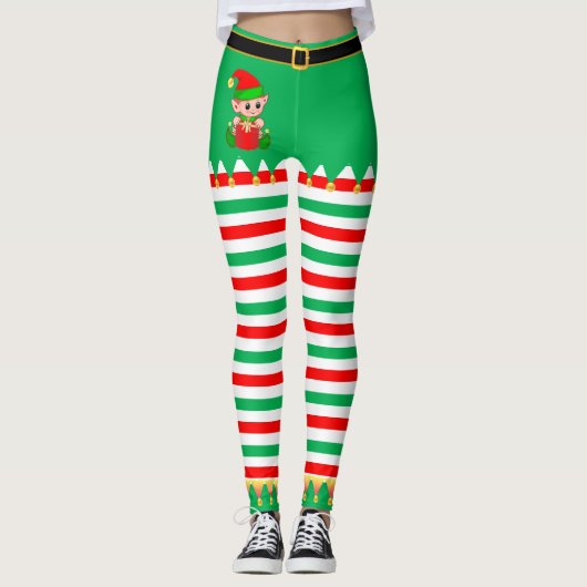 Kerstelf & Gouden Belletjes Leggings (Voorkant)