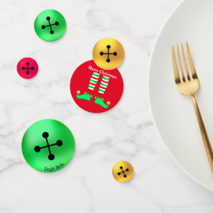 Kerstelf & gouden, groene & rode belletjes confetti