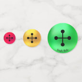 Kerstelf & gouden, groene & rode belletjes confetti (Achterkanten)