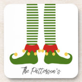 Kerstelf Holiday Booties NAAM feestelijk plezier Bier Onderzetter (Voorkant)