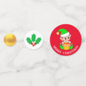 Kerstelf, Holly Berry & Gold Table Confetti (Voorkanten)