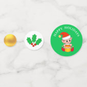 Kerstelf, Holly Berry & Gold Table Confetti (Achterkanten)