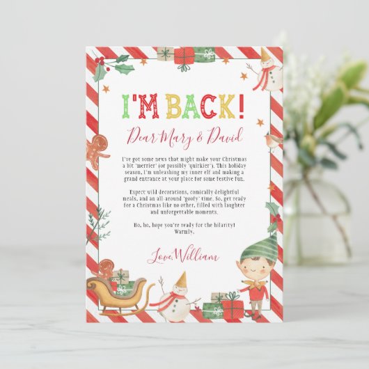 Kerstelf Ik Ben Terug Briefkaart (Staand voorkant)