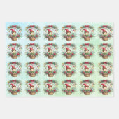 Kerstelf in een bloemenmand inpakpapier vel (Voorkant 3)