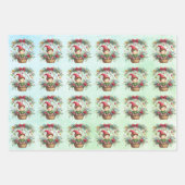 Kerstelf in een bloemenmand inpakpapier vel (Voorkant)