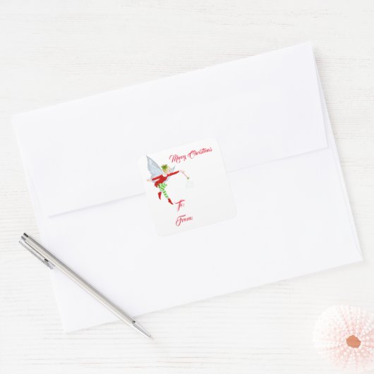 Kerstelf Kadoetiketstickers Vierkante Sticker (Envelop)