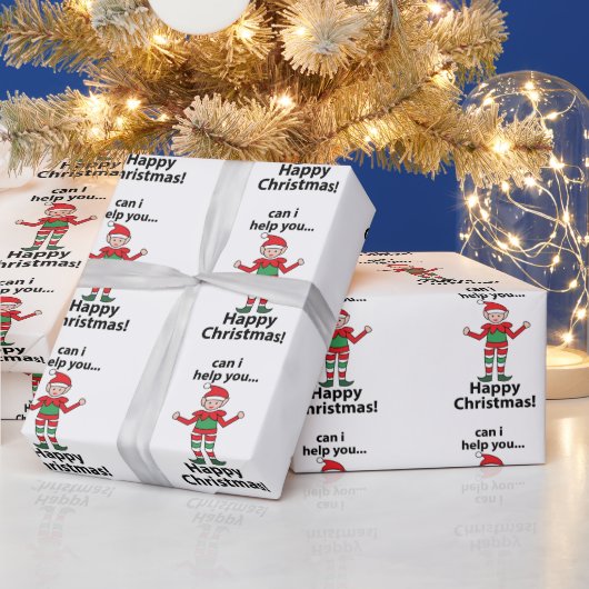 Kerstelf Kan ik je helpen Gelukkige Kerstelf Cadeaupapier (Feestdagen)