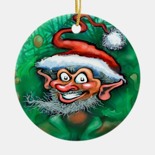 Kerstelf Keramisch Ornament (Voorkant)