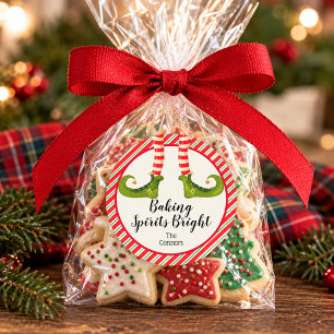 Kerstelf Kerstgebakgeest Verlichtend Ronde Sticker