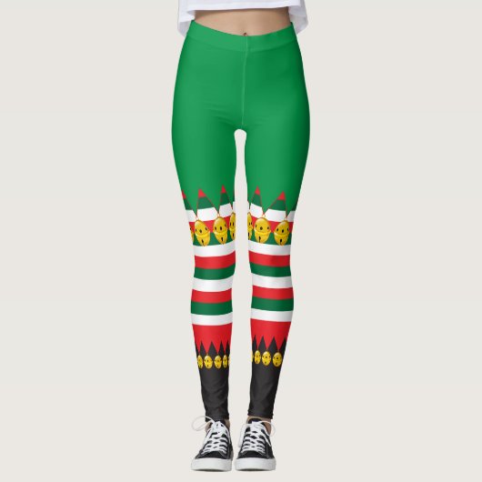 Kerstelf Kostuum Leggings met Jingle Bells (Voorkant)