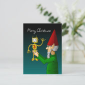 Kerstelf met de zwaaiende robot briefkaart (Staand voorkant)