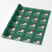 Kerstelf met egel cartoon Kerstmis Cadeaupapier (Uitgerold)