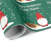 Kerstelf met egel cartoon Kerstmis Cadeaupapier (Rol Hoek)