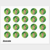 Kerstelf met groene achtergrond ronde stickers (Vel)
