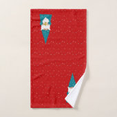 Kerstelf met Hart op Rood Bad Handdoek (Handdoek)