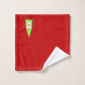 Kerstelf met Hart op Rood Bad Handdoek (Wasdoekje)