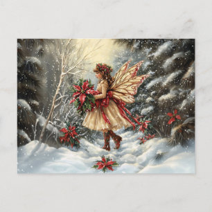 Kerstelf met Poinsettia's Briefkaart