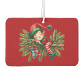 Kerstelf op een dennentak luchtverfrisser (Achterkant)