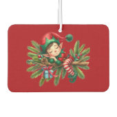 Kerstelf op een dennentak luchtverfrisser (Voorkant)