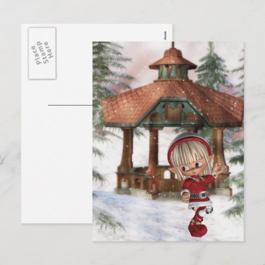 Kerstelf op het Noordpool Briefkaart (Voorkant / Achterkant)