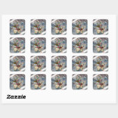 Kerstelf op IJsbeer cadeautags Vierkante Sticker (Vel)