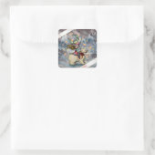 Kerstelf op IJsbeer cadeautags Vierkante Sticker (Tas)